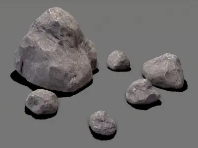 Rock Collection PBR rocks Low-poly 3D model