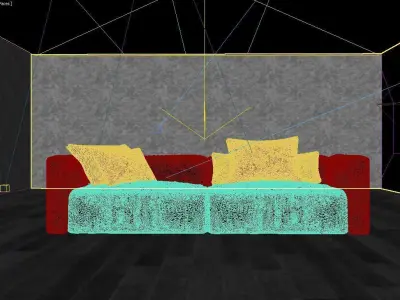 Sofa with wood floor and black wall  3D model
