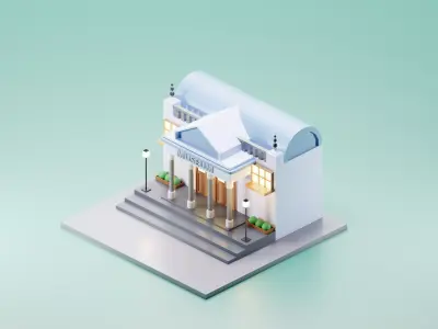 Museum Isometric Low-poly 3D model