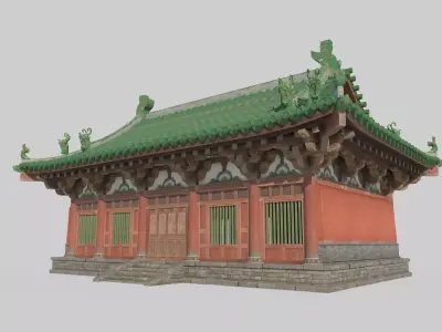 Ancient Asian architectural barracks 3D model