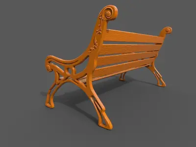Street Bench Low-poly 3D model