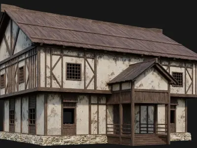 201-202-203-204 Old Medieval Houses Pack 4K Textures Low-poly 3D model