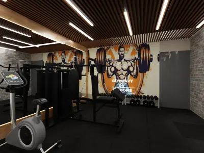 Personal GYM with Equipments Low-poly 3D model