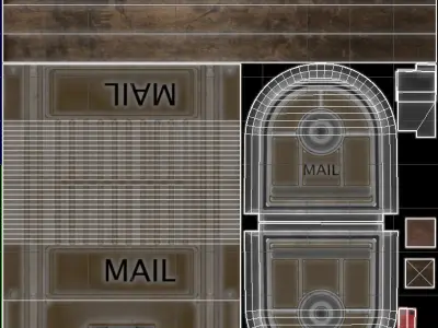 MailBox - PBR mail box on wooden post Low-poly 3D model