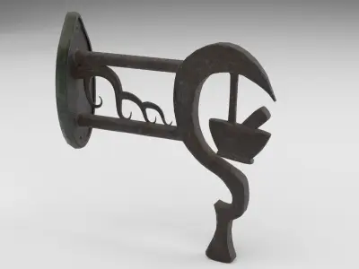 Medieval Herbalist Stylised Sign Low-poly 3D model