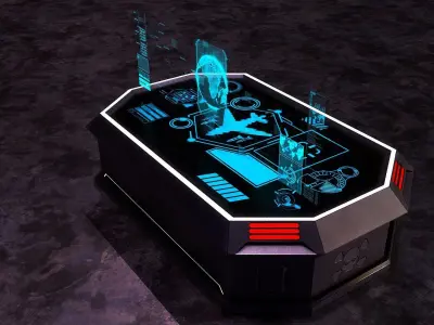 Scifi Console Desk Holographic  Low-poly 3D model