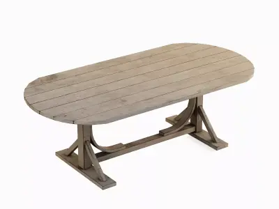Medieval Wooden Tavern Table 02 Low-poly 3D model