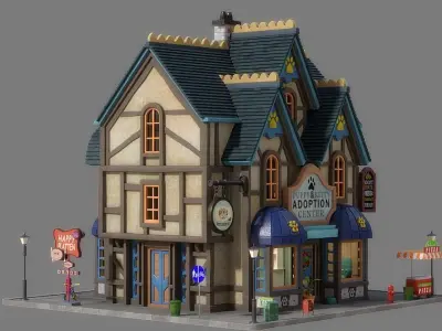 Cartoon House 13 3D model purchase