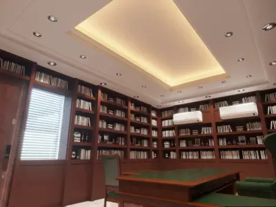 office scene and books - corona 3D print model