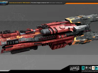 Federation Destroyer K3 Low-poly 3D model