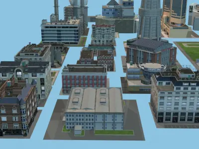 Low Poly City Buildings Set 01 - 24 Buildings 3D model