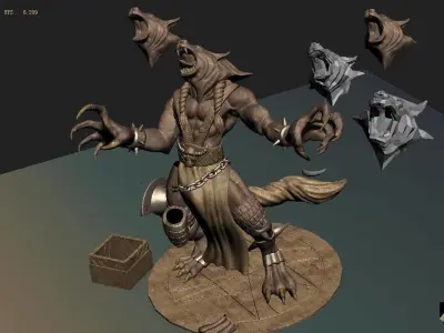 Evil Creator - Werewolf Statue 01 3D model