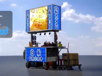 Street Vendor Octopus Balls 3D model