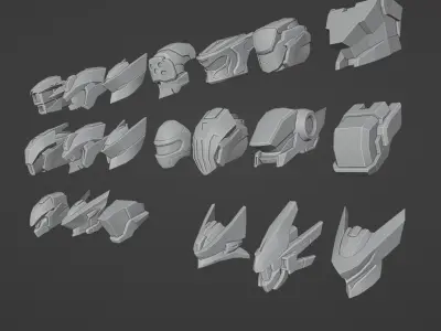 Mecha Heads Collections Low-poly 3D model