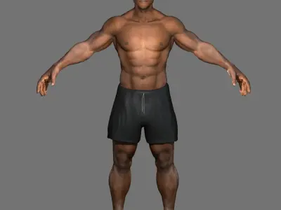 African American Male Muscular Rigged 3D model