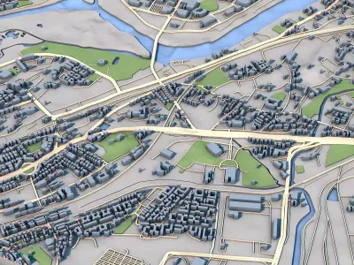 Mumbai City 3D City Map Urban Visualization Model 3D model