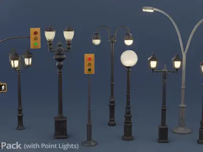 Stylized City Accessories Kit 3D model