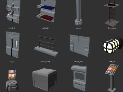 Scifi enviroment pack Low-poly 3D model