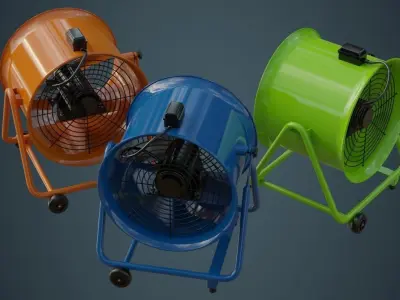 Industrial Fan 1A Low-poly 3D model