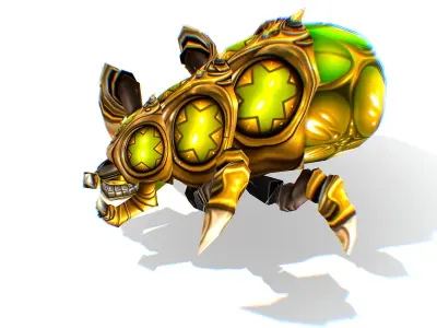 Animated Green Flea Monster Bug 01 Low-poly 3D model