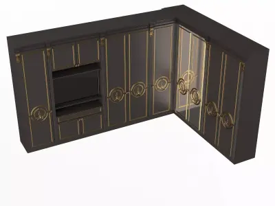 Classic Wardrobe Furniture 0403 Black Low-poly 3D model