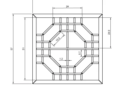 Futaekadoshokko wooden window frame with geometric design 3D print model