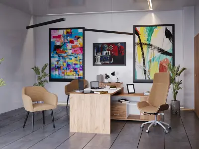 Modern middle-management office design 3D model