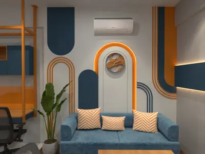 Small Office Interior Scene Low-poly 3D model