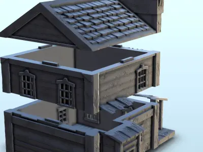 Western bank building with floor and canopy 7 - USA ACW War 3D print model