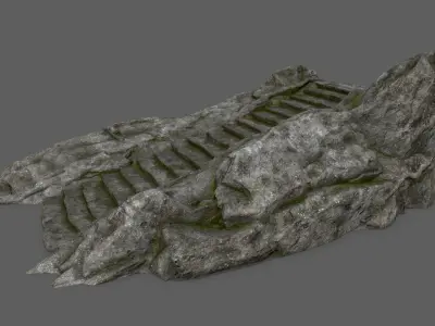 Ladder set of stairs on rock Low-poly 3D model