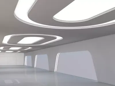 Empty White Corridor 3D model