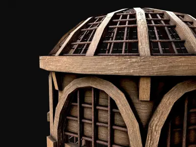 Medieval Wooden Cage 3 Low-poly 3D model
