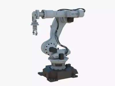 Industrial Robot Arm White Rust Low-poly 3D model