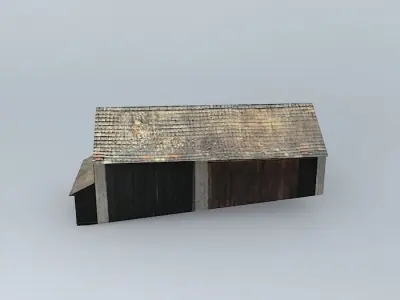 humno wooden barn with roof Free 3D model