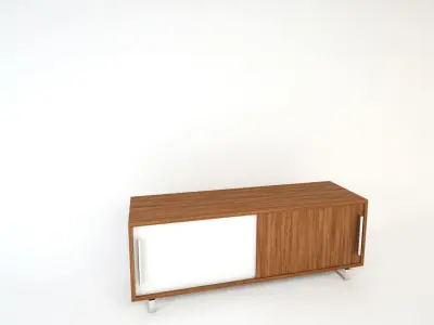 Sofa set 3D model wooden cabinet with two doors 3D model