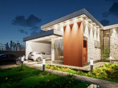 Flat Roof Bungalow 3D model