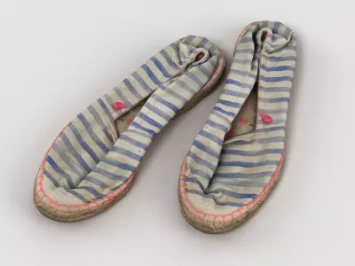 Espadrilles pair of striped shoes 3D model