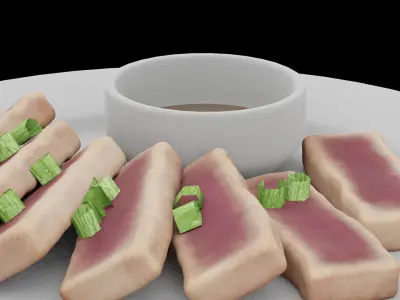 Steam Tuna Slices Low-poly 3D model