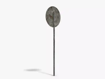 Damaged No Entry Sign Low-poly 3D model