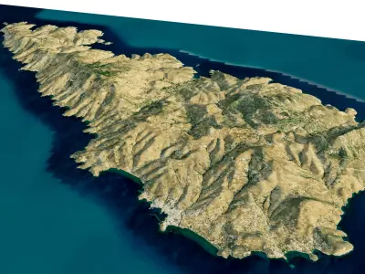 Tinos Island full 3D model terrain 3D model