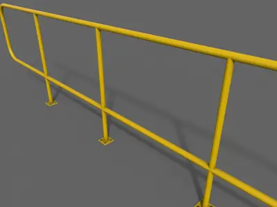 PBR Pedestrian Guard Rail Yellow V5 Low-poly 3D model