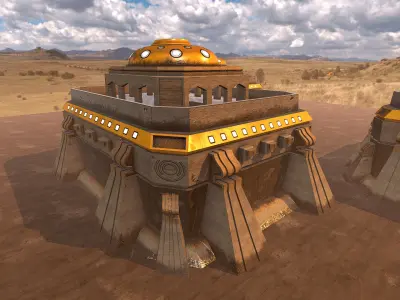 SciFi Desert Building 2 Low-poly 3D model