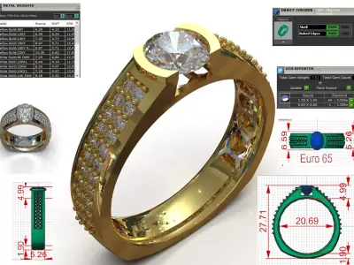 Ring Classic Solitaire Ring with Diamond model mr0298 3D print model