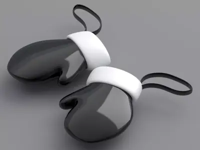 christmas hand gloves Black 3D model