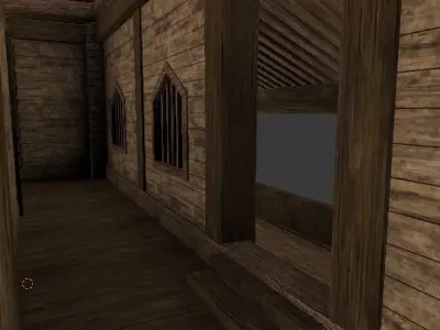 Medieval wood house 3 floors enterable 3D model