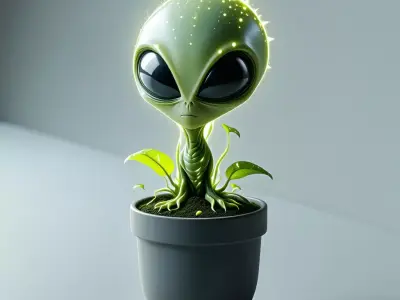 Cute Alien Plant in Pot Low-poly 3D model
