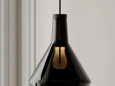 DROP TOP LAMP SHADE SET WITH PLUMEN 002 LED BULB 3D model