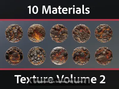 60 Materials Lava Seamless PBR Mega-Bundle 1 Texture