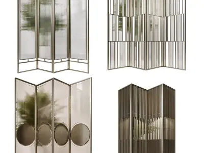 Partition 9 room divider with four glass panels 3D model