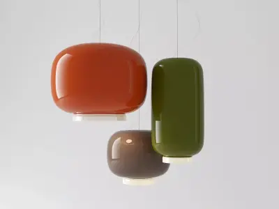 C orange pendant lamp hanging 3D model